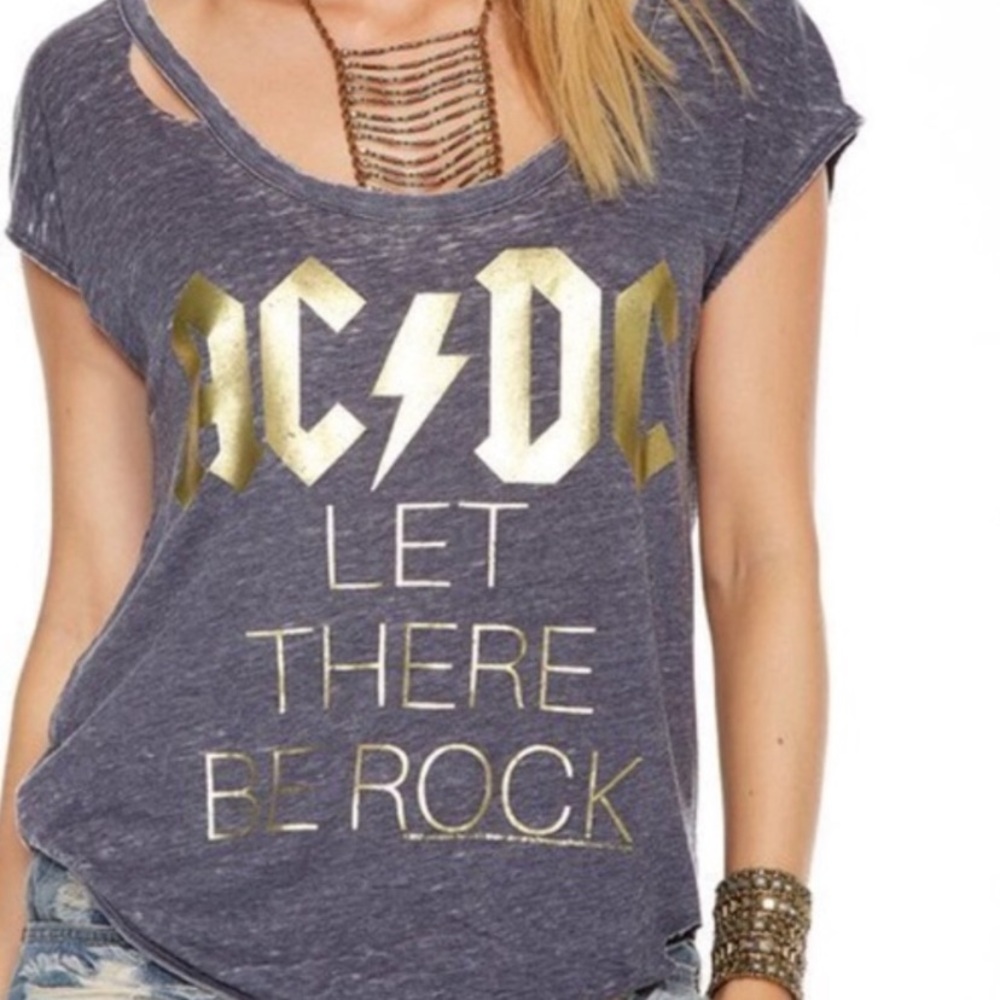 CHASER | ACDC DISTRESSED BAND TEE DISTRESSED TEE SS T-SHIRT S NWT